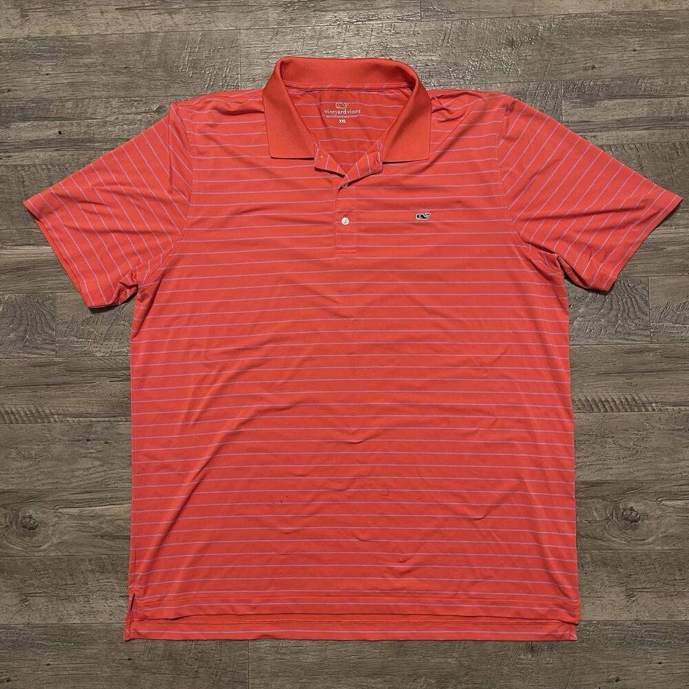 Vineyard Vines Performance Polo Shirt Stretch Short Sleeve Striped XXL 2XL